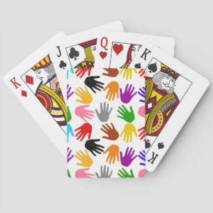 Weiße farbenfrohe Handabdruck-Musterdesign  Spielkarten