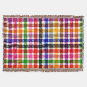 Weiße farbenfrohe Köper-Karo-Tartan-Design Decke