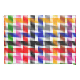 Weiße farbenfrohe Köper-Karo-Tartan-Design Kissenbezug