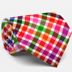 Weiße farbenfrohe Köper-Karo-Tartan-Design Krawatte