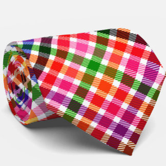 Weiße farbenfrohe Köper-Karo-Tartan-Design Krawatte