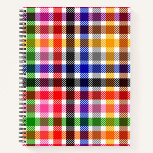 Weiße farbenfrohe Köper-Karo-Tartan-Design Notizblock
