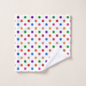Weiße farbenfrohe Regenbogen-Punkte-Design Badhandtuch Set (Waschlappen)