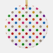 Weiße farbenfrohe Regenbogen-Punkte-Design  Keramik Ornament (Vorne)