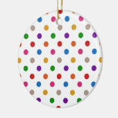 Weiße farbenfrohe Regenbogen-Punkte-Design  Keramik Ornament (Links)