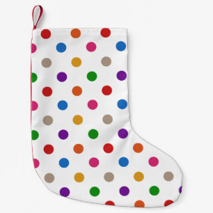 Weiße farbenfrohe Regenbogen-Punkte-Design Kleiner Weihnachtsstrumpf