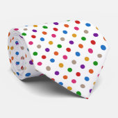 Weiße farbenfrohe Regenbogen-Punkte-Design Krawatte (Gerollt)