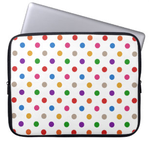 Weiße farbenfrohe Regenbogen-Punkte-Design  Laptopschutzhülle