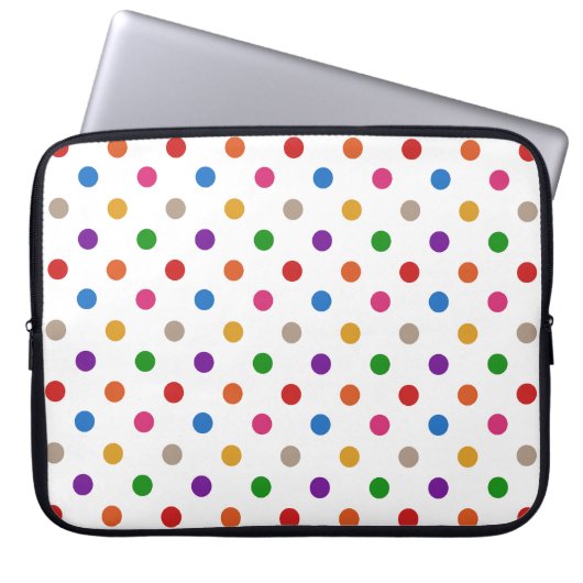 Weiße farbenfrohe Regenbogen-Punkte-Design Laptopschutzhülle (Vorderseite)
