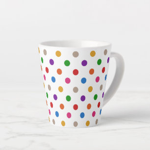 Weiße farbenfrohe Regenbogen-Punkte-Design Milchtasse