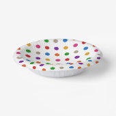 Weiße farbenfrohe Regenbogen-Punkte-Design Pappteller (Gewinkelt)