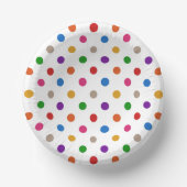 Weiße farbenfrohe Regenbogen-Punkte-Design Pappteller (Vorderseite)