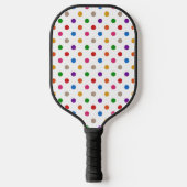 Weiße farbenfrohe Regenbogen-Punkte-Design Pickleball Schläger (Vorderseite)