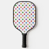 Weiße farbenfrohe Regenbogen-Punkte-Design Pickleball Schläger (Rückseite)