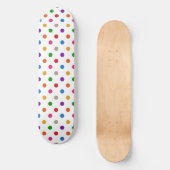Weiße farbenfrohe Regenbogen-Punkte-Design Skateboard (Vorderseite)