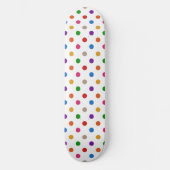 Weiße farbenfrohe Regenbogen-Punkte-Design Skateboard (Vorderseite)