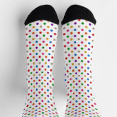 Weiße farbenfrohe Regenbogen-Punkte-Design Socken (Oben)