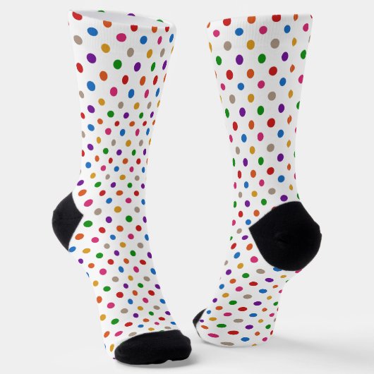Weiße farbenfrohe Regenbogen-Punkte-Design Socken (Gewinkelt)