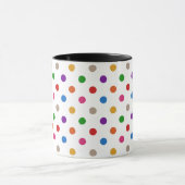 Weiße farbenfrohe Regenbogen-Punkte-Design Tasse (Zentrum)