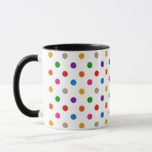 Weiße farbenfrohe Regenbogen-Punkte-Design Tasse (Links)