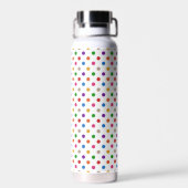 Weiße farbenfrohe Regenbogen-Punkte-Design Trinkflasche (Rückseite)