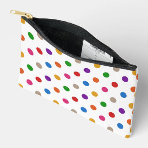 Weiße farbenfrohe Regenbogen-Punkte-Design Zubehörtasche