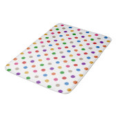 Weiße farbenfrohe Regenbogen-Tupfen-Design Badematte (Schrägansicht)