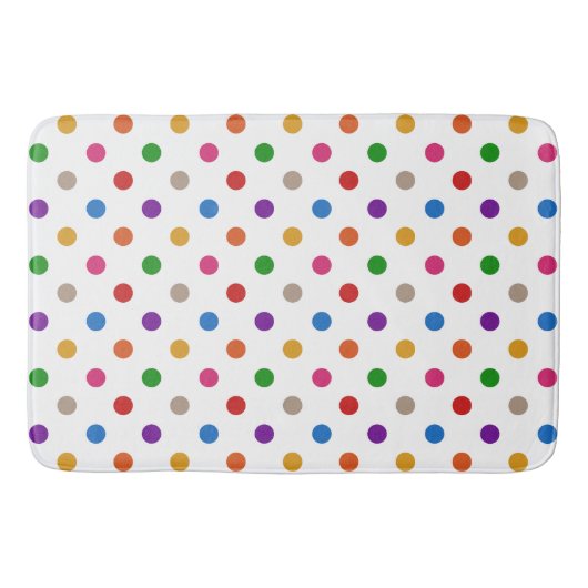 Weiße farbenfrohe Regenbogen-Tupfen-Design Badematte (Vorderseite)