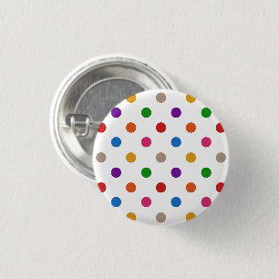 Weiße farbenfrohe Regenbogen-Tupfen-Design Button