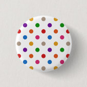 Weiße farbenfrohe Regenbogen-Tupfen-Design Button (Vorderseite)