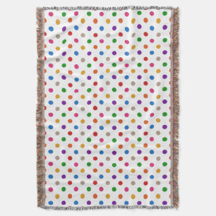 Weiße farbenfrohe Regenbogen-Tupfen-Design Decke