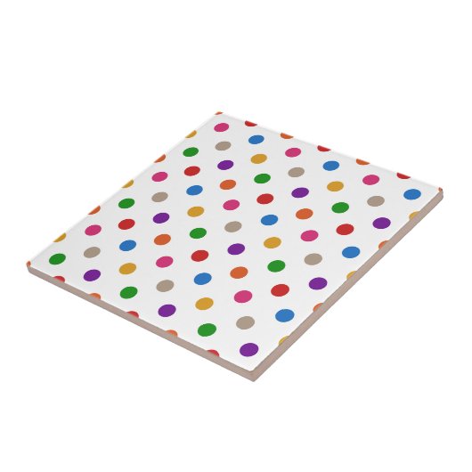 Weiße farbenfrohe Regenbogen-Tupfen-Design Fliese (Seite)