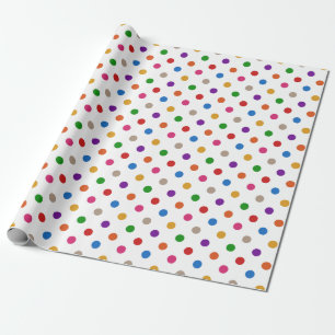 Weiße farbenfrohe Regenbogen-Tupfen-Design Geschenkpapier