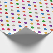Weiße farbenfrohe Regenbogen-Tupfen-Design Geschenkpapier (Ecke)