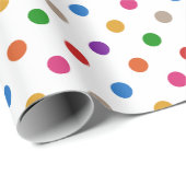 Weiße farbenfrohe Regenbogen-Tupfen-Design Geschenkpapier (Rolleneckpunkt)