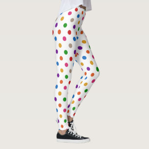 Weiße farbenfrohe Regenbogen-Tupfen-Design Leggings