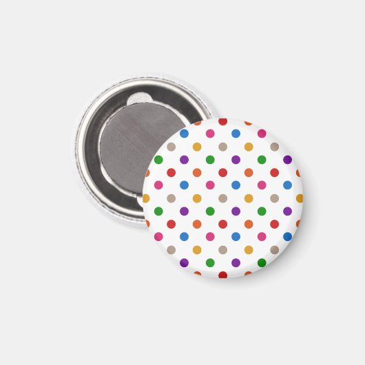 Weiße farbenfrohe Regenbogen-Tupfen-Design Magnet (Vorderseite/Rückseite)