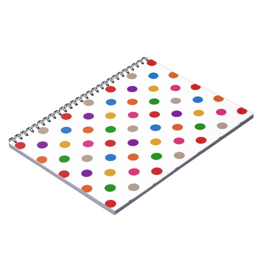 Weiße farbenfrohe Regenbogen-Tupfen-Design  Notizblock (Linke Seite)