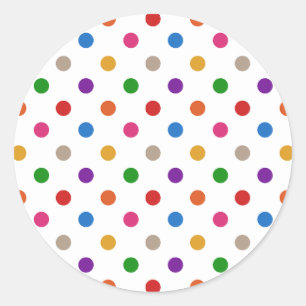 Weiße farbenfrohe Regenbogen-Tupfen-Design  Runder Aufkleber