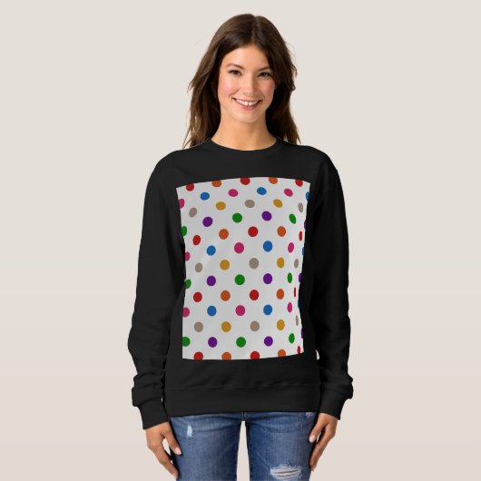 Weiße farbenfrohe Regenbogen-Tupfen-Design Sweatshirt (Vorne ganz)