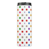 Weiße farbenfrohe Regenbogen-Tupfen-Design Thermosbecher (Rückseite)