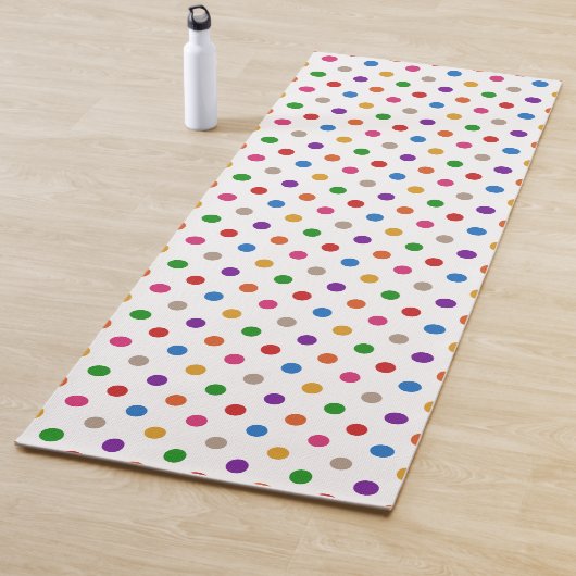 Weiße farbenfrohe Regenbogen-Tupfen-Design Yogamatte (Beispiel)