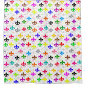 Weiße Farbgestaltung Fleur-de-lis Muster Duschvorhang (Vorderseite)
