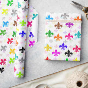 Weiße Farbgestaltung Fleur-de-lis Muster Geschenkpapier