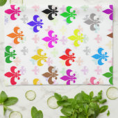Weiße Farbgestaltung Fleur-de-lis Muster Geschirrtuch (Gefaltet)