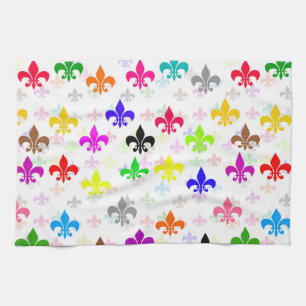 Weiße Farbgestaltung Fleur-de-lis Muster Geschirrtuch