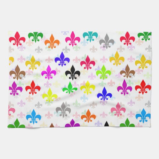 Weiße Farbgestaltung Fleur-de-lis Muster Geschirrtuch (Horizontal)