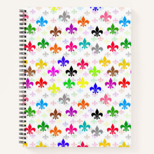 Weiße Farbgestaltung Fleur-de-lis Muster Notizblock