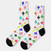 Weiße Farbgestaltung Fleur-de-lis Muster Socken (Linkes Detail)