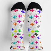 Weiße Farbgestaltung Fleur-de-lis Muster Socken (Oben)